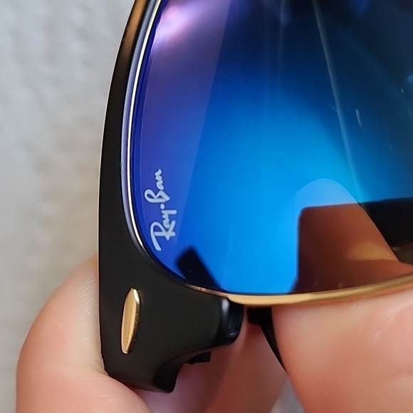 Ray-ban Clubmaster Folding Blue Mirrored Lenses Gold - Picture 9 of 11